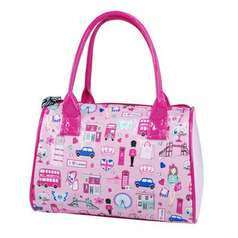 I Love London Barrel Bag-Print - Pink Poppy