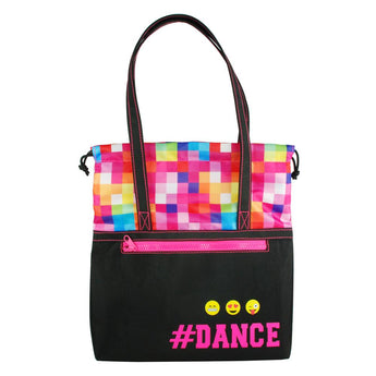Pixel Dance Tote Bag-Black - Pink Poppy