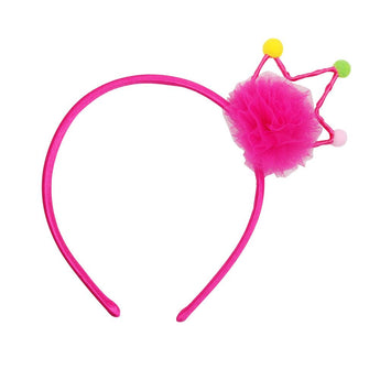Party Pom Pom Crown Headband - Pink Poppy