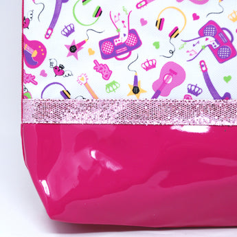 Rock Princess Tote Bag-White - Pink Poppy