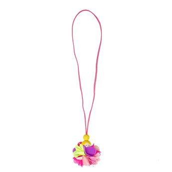 Hand Painted Wooden Bead Pixie Flower Necklace