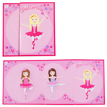 Ballerina girls folded card - Pink Poppy