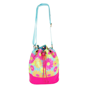 Sequin Daisy Cross Body Bag Satchel-Blue - Pink Poppy