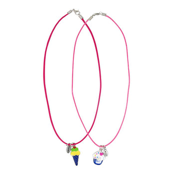 BFF Cotton Candy Ice Cream Mood Necklace Set - Pink Poppy